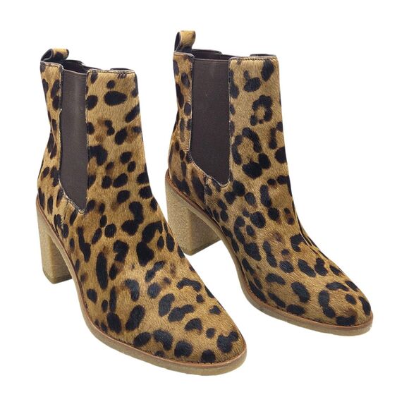 Lauren Ralph Lauren Marianna Leopard-Print Haircalf Bootie 10B Chelsea Boots NEW - Picture 2 of 16